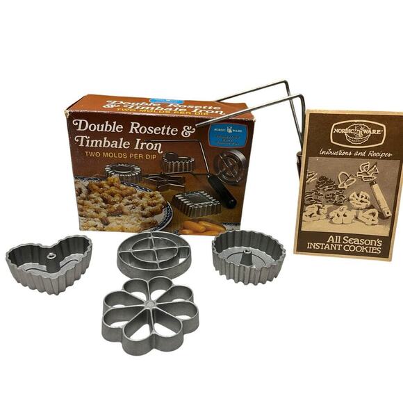 Vintage Nordic Ware Double Rosette & Timbale Iron Funnel Cake Cookie Maker - Picture 2 of 3